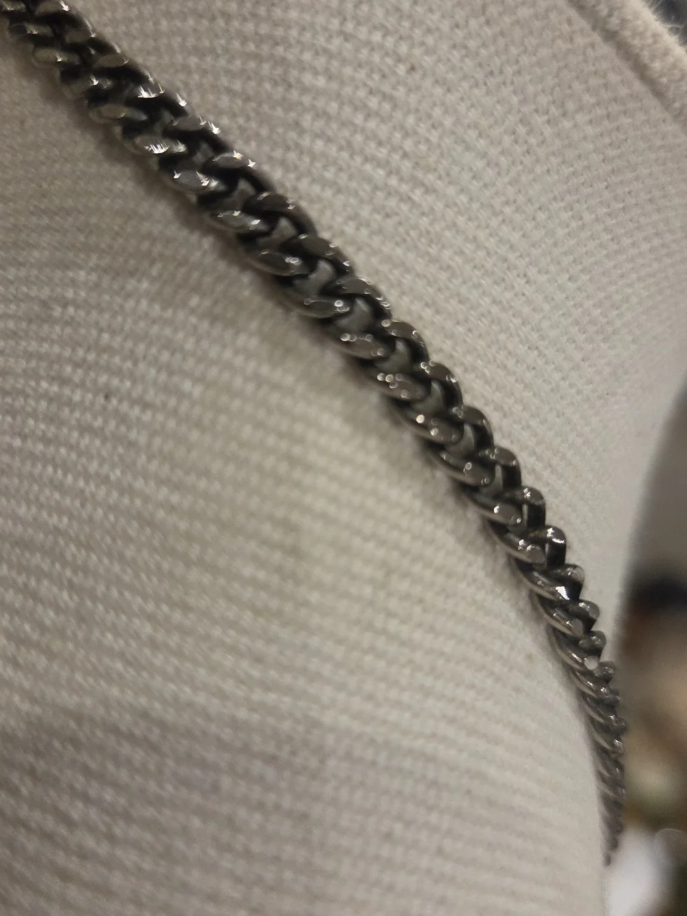 Twisted Silver Charm Necklace w/ Pendant Mixed Metal Chain